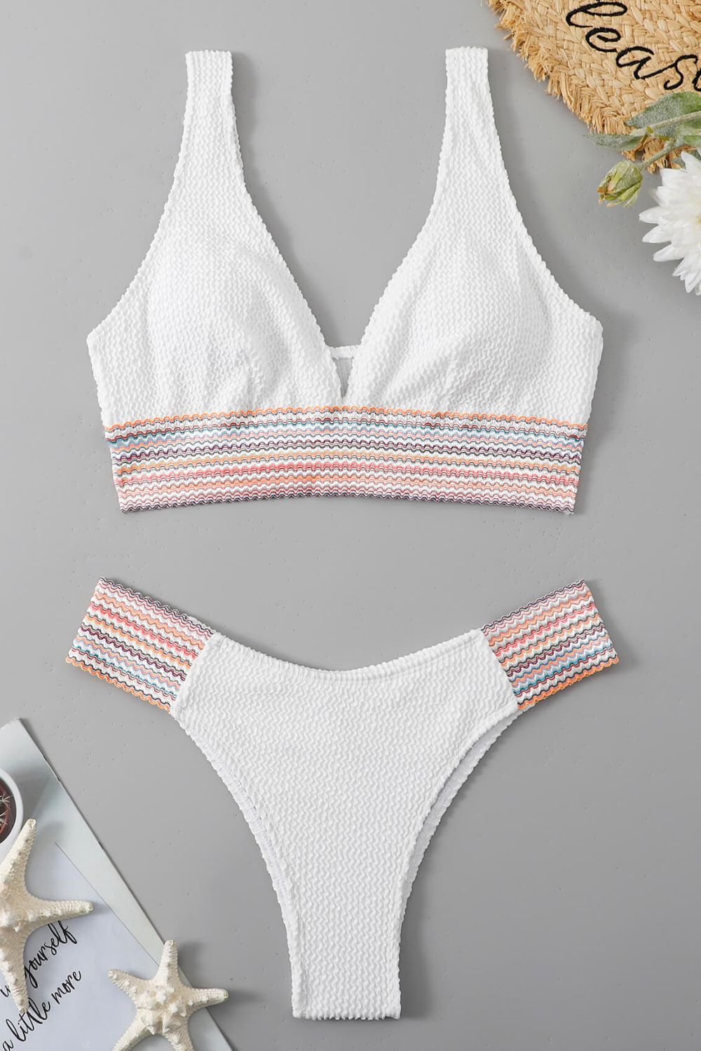 Pink Vibes Contrast Textured High Cut Swim Set