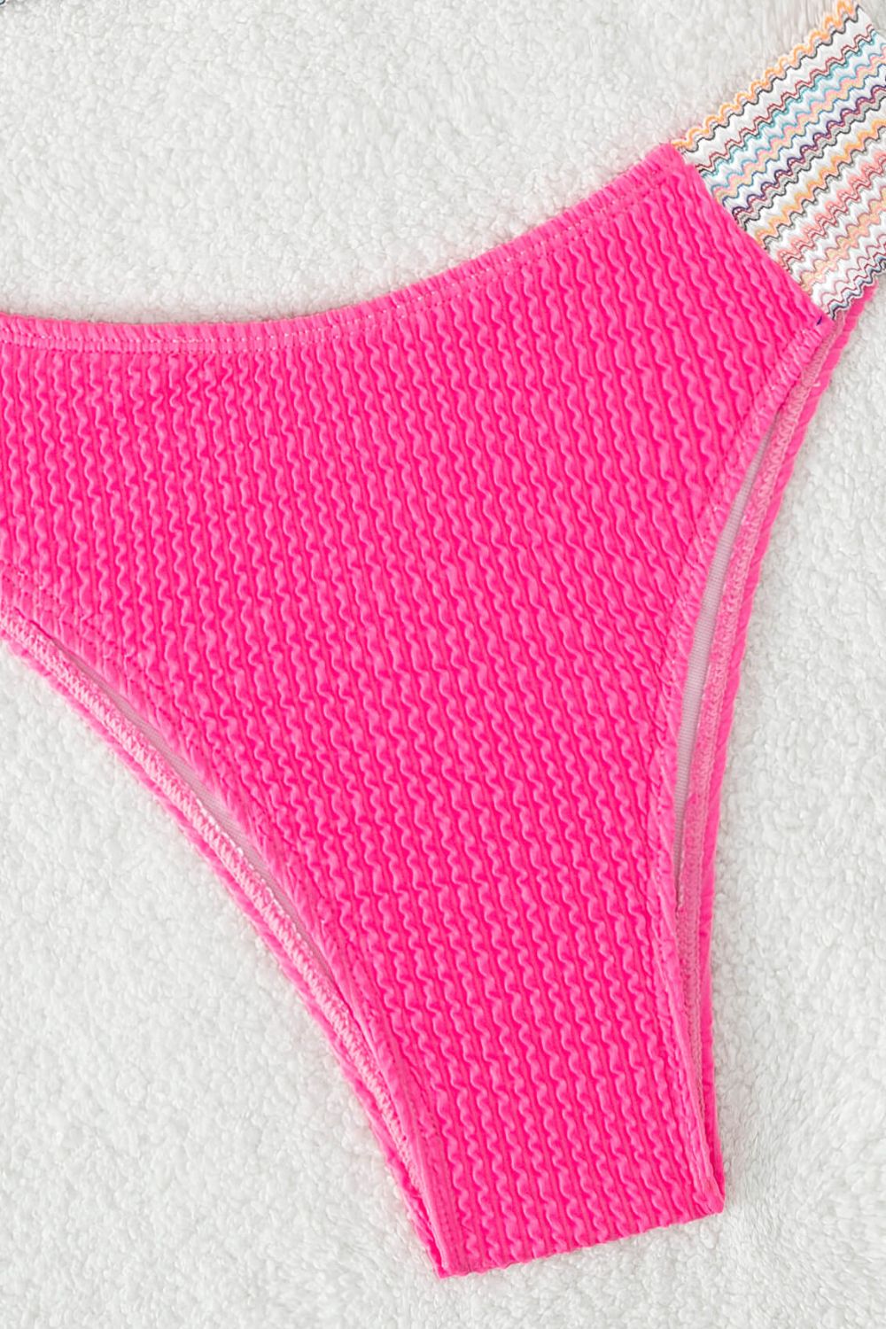 Pink Vibes Contrast Textured High Cut Swim Set