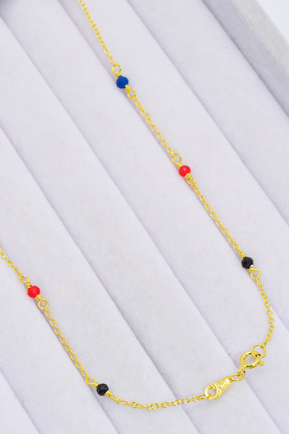 Multicolored Bead Necklace 18K Gold-Plated