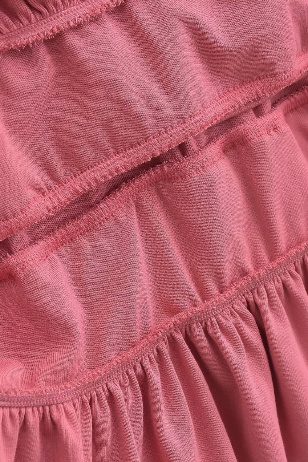 Burnt Blush Strapless Ruffle Hem Dress
