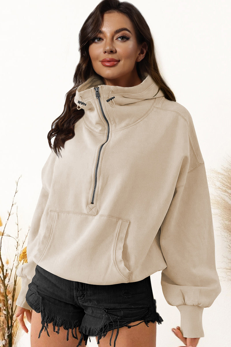 Keep It Real Zip-Up Drop Shoulder Hoodie