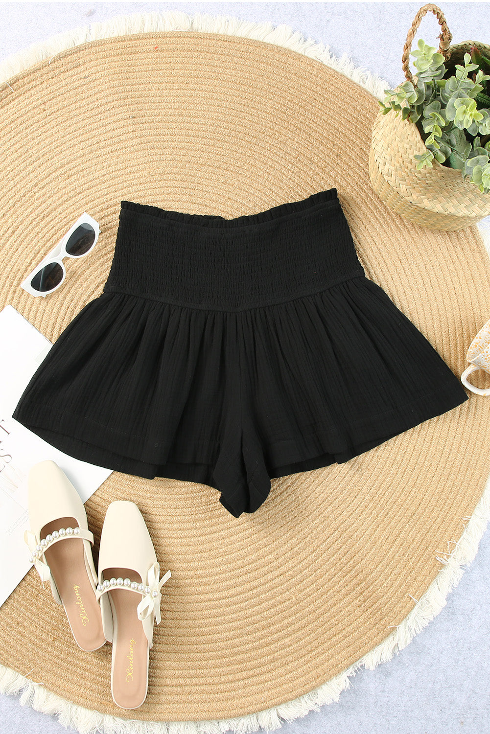 Makin It Smocked Waist Culotte Shorts