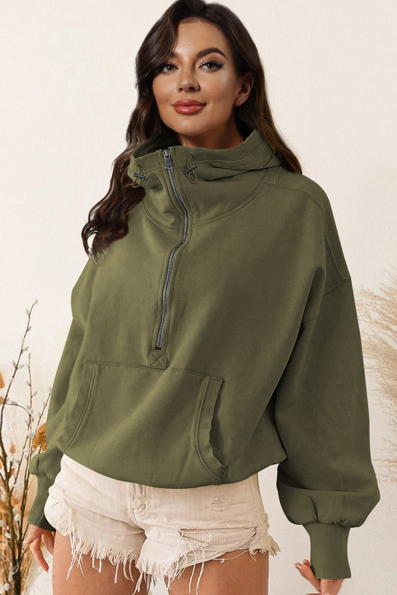 Keep It Real Zip-Up Drop Shoulder Hoodie