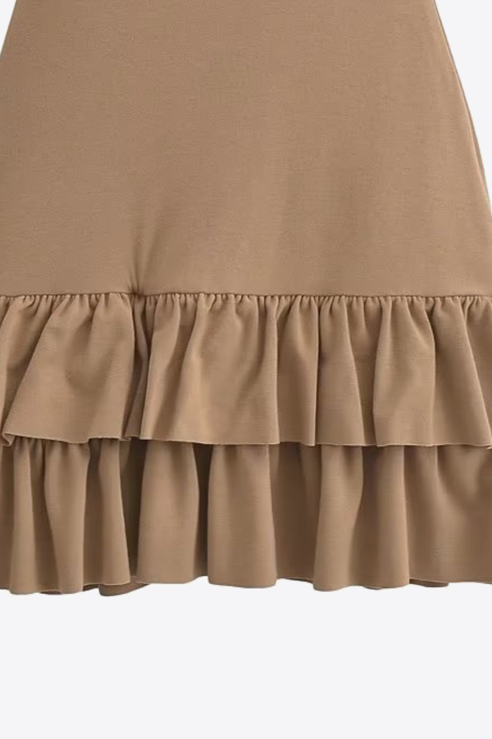 Burnt Blush Strapless Ruffle Hem Dress