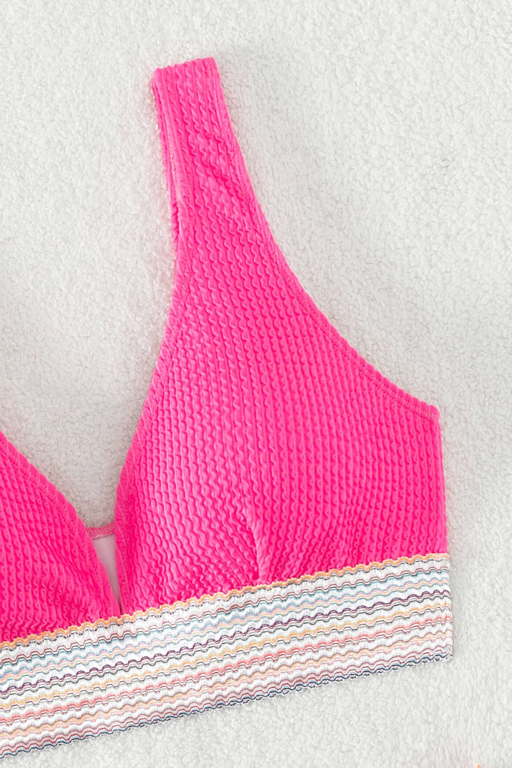 Pink Vibes Contrast Textured High Cut Swim Set