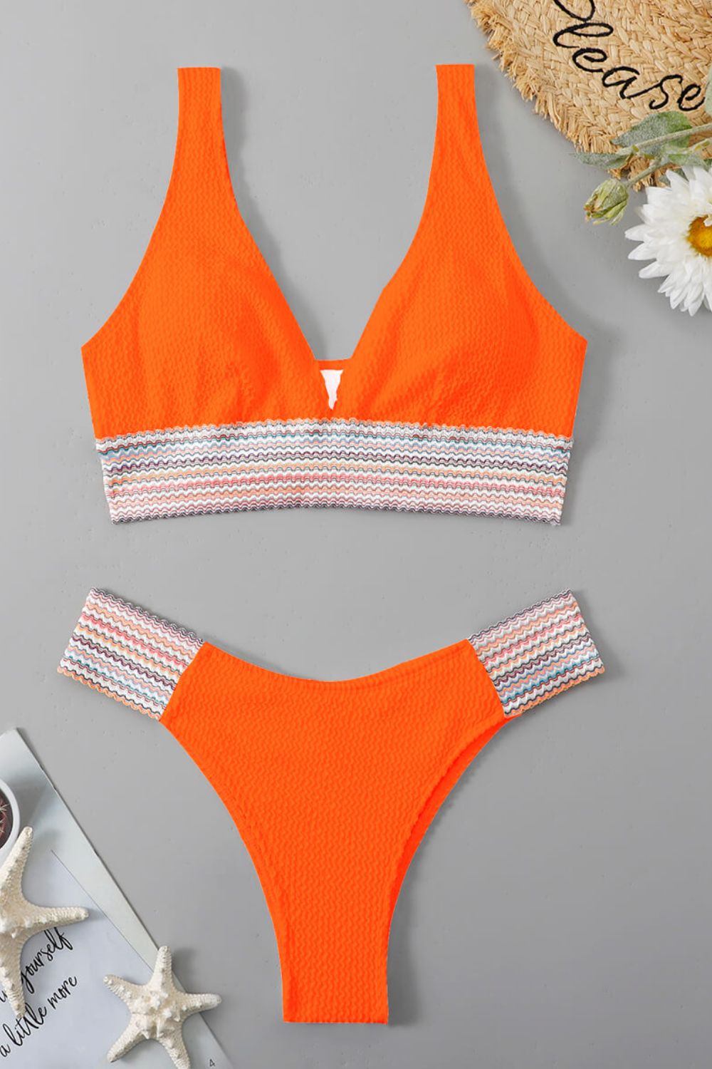 Pink Vibes Contrast Textured High Cut Swim Set