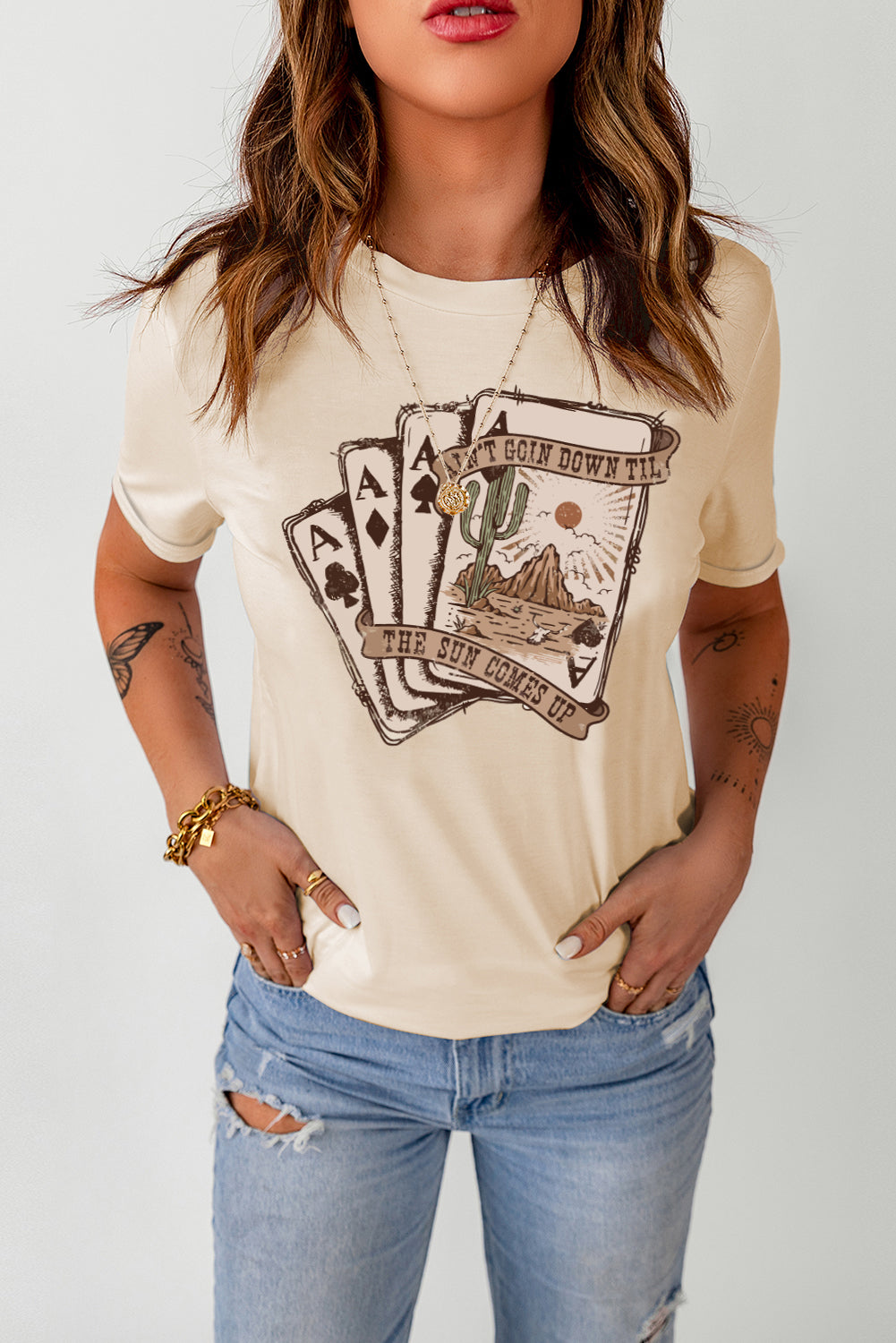 Ain’t Goin Down Graphic Round Neck T-Shirt