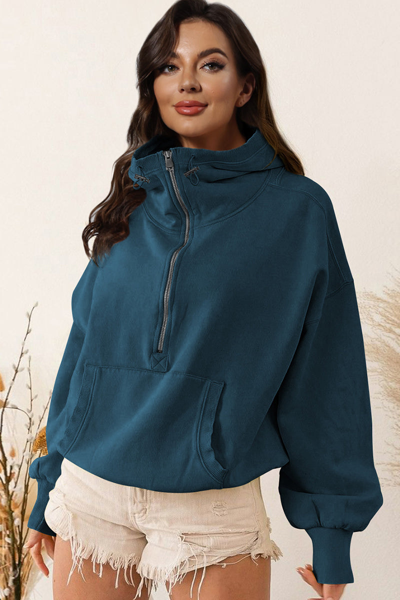 Keep It Real Zip-Up Drop Shoulder Hoodie