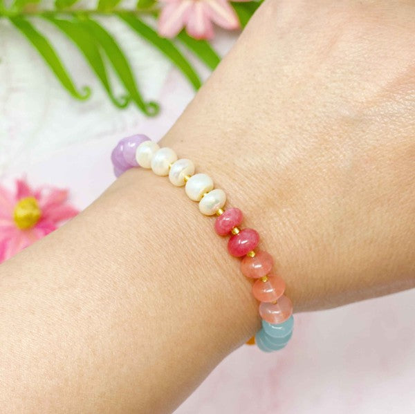 Semi-Precious Bauble Stretch Bracelet