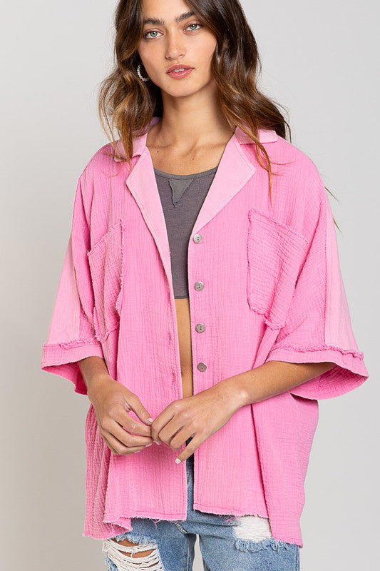 POL Bubblegum Pink Oversized Button