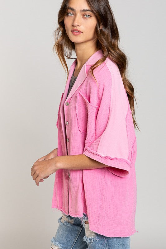 POL Bubblegum Pink Oversized Button