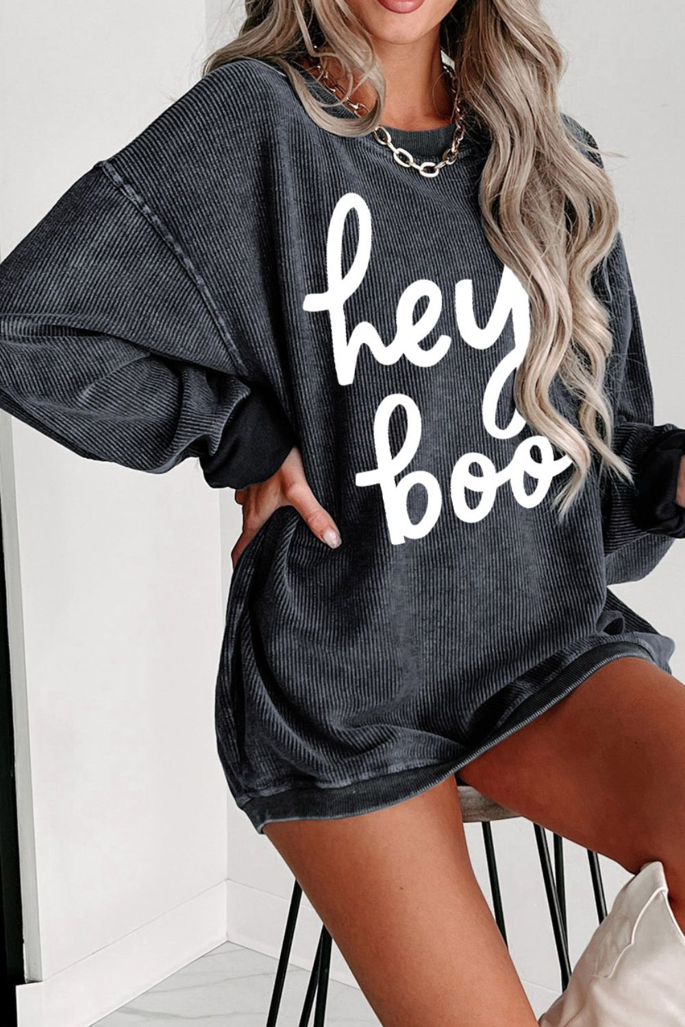 Hey Boo Drop Shoulder Sweatshirt