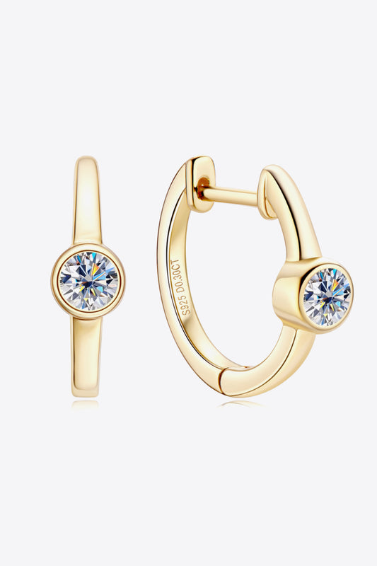 Inlaid Moissanite Huggie Earrings 18k Gold-Plated