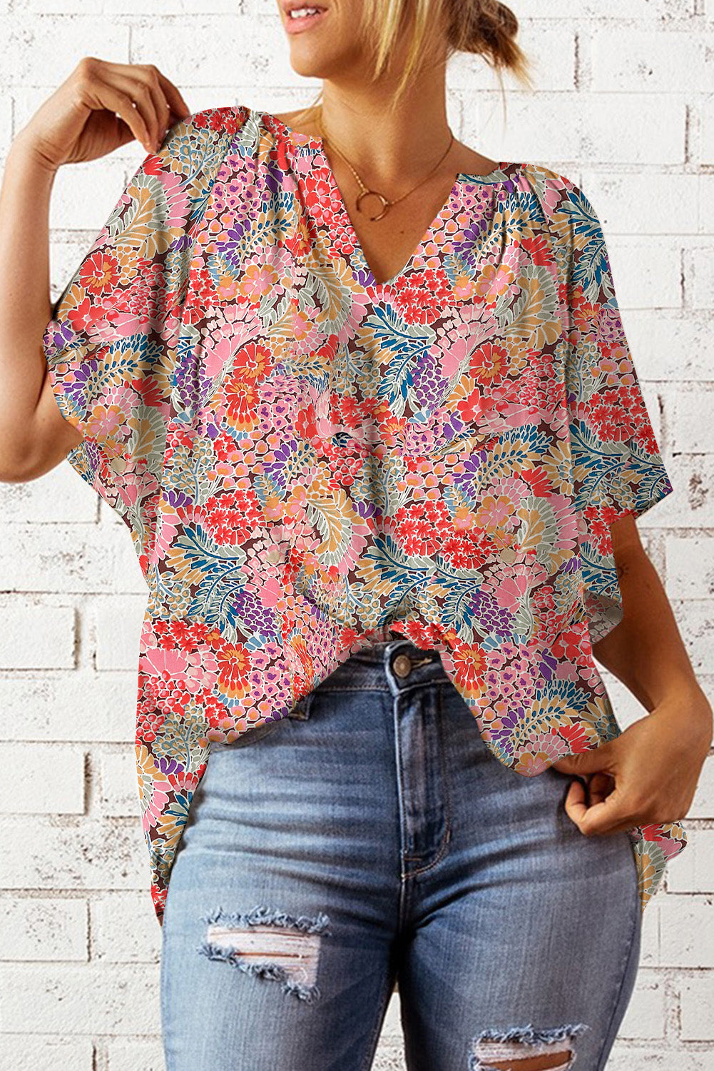 In the Tropics Flutter Sleeve Blouse