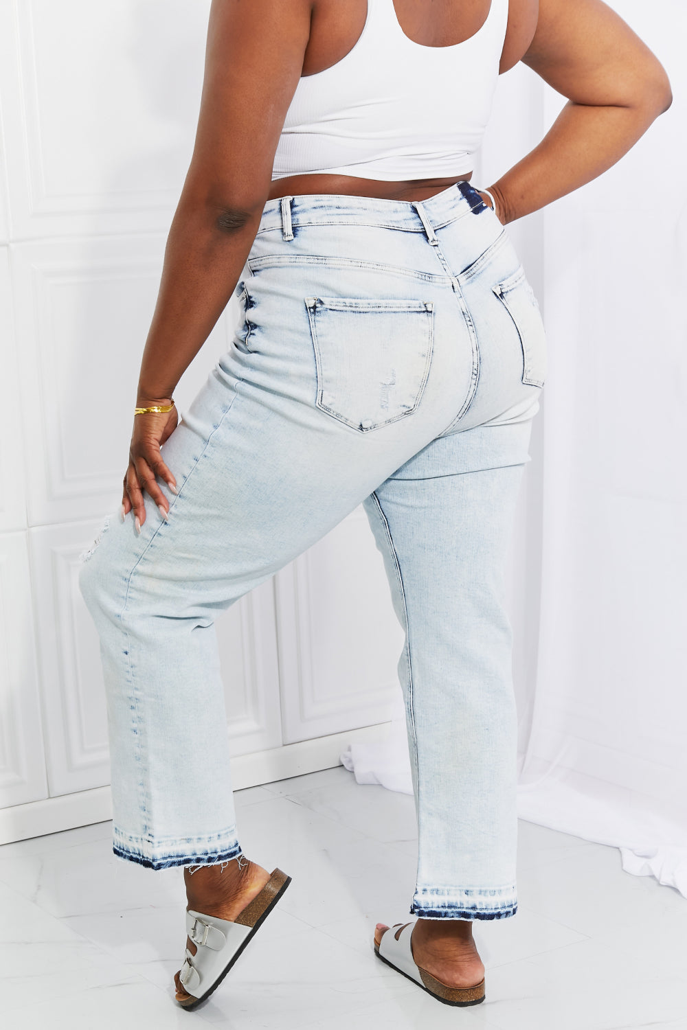 Camille Acid Wash Crop Straight Jeans