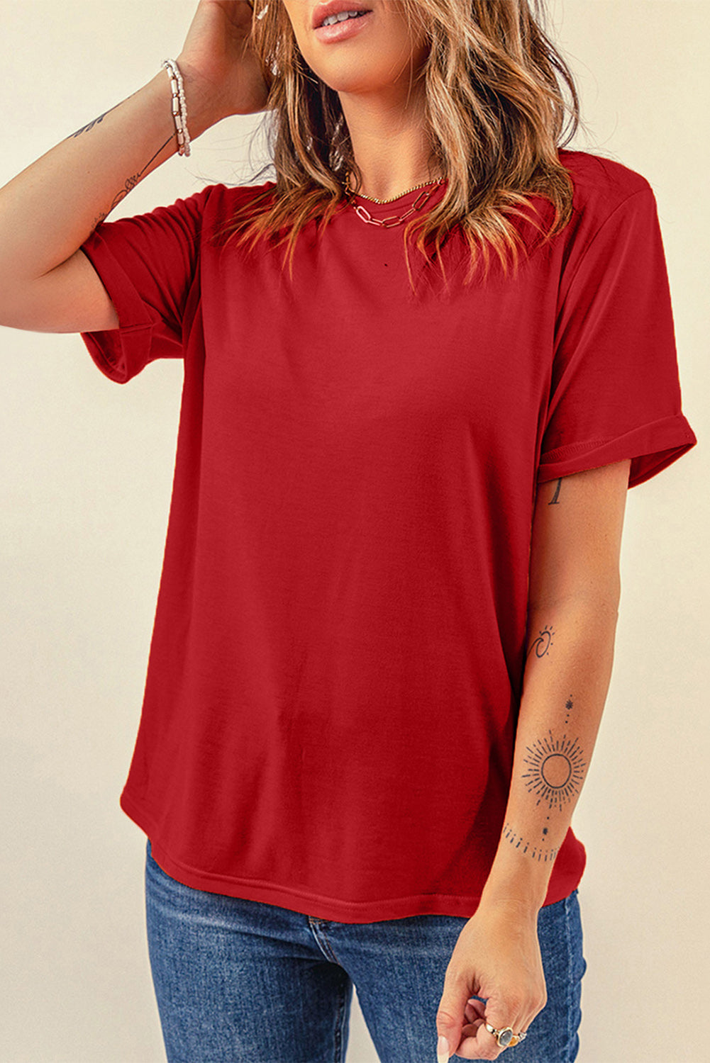 Keepin it Simple Cuffed Short Sleeve Tee