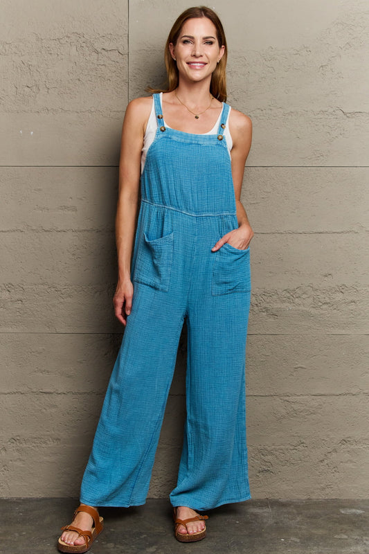 Hey let’s Play Mineral Wash Gauze Overalls