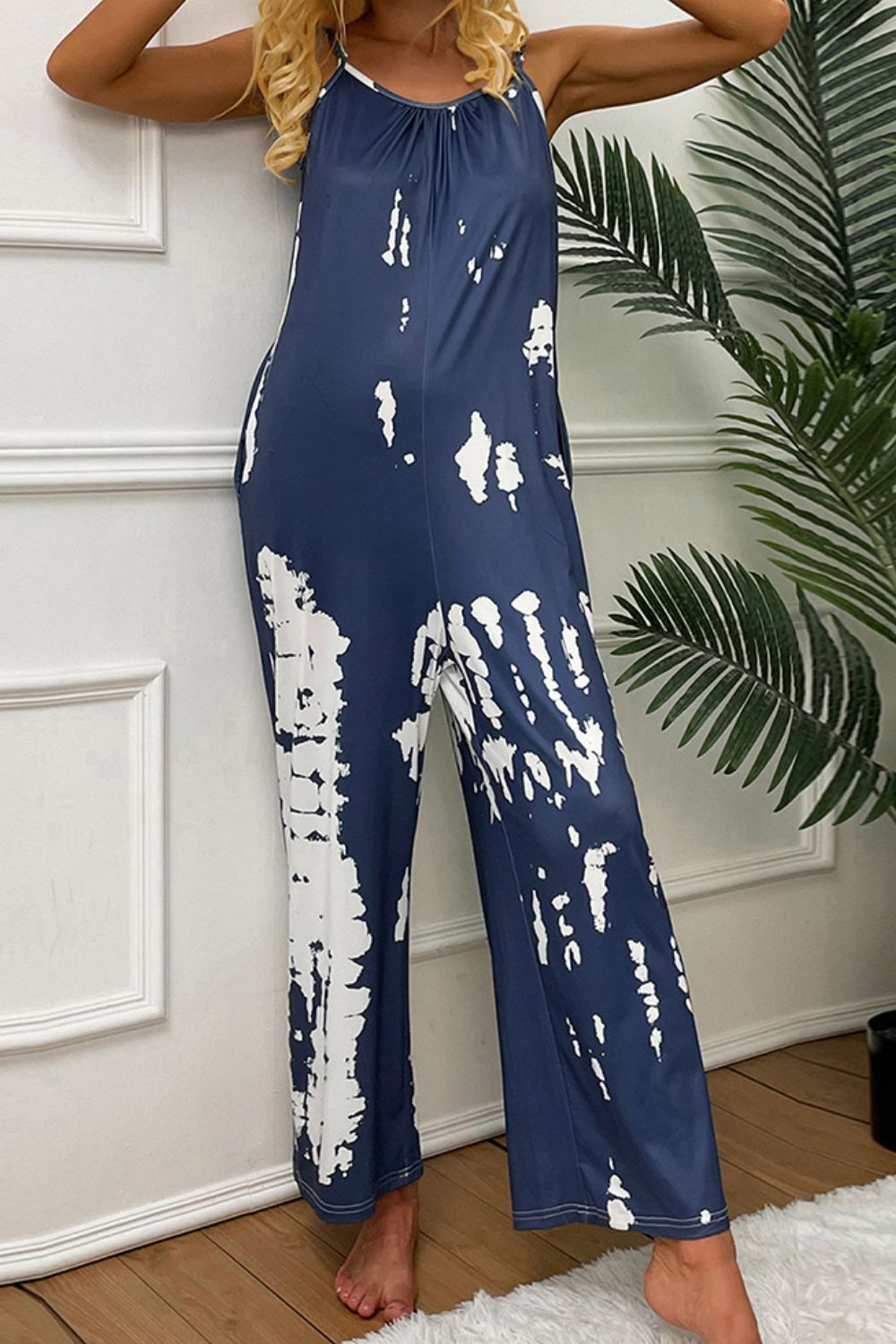 Tie-Dye Spaghetti Strap Jumpsuit with Pockets