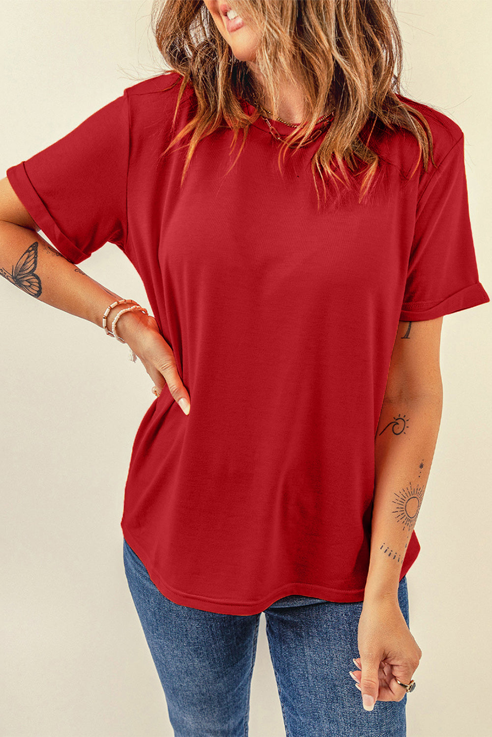 Keepin it Simple Cuffed Short Sleeve Tee