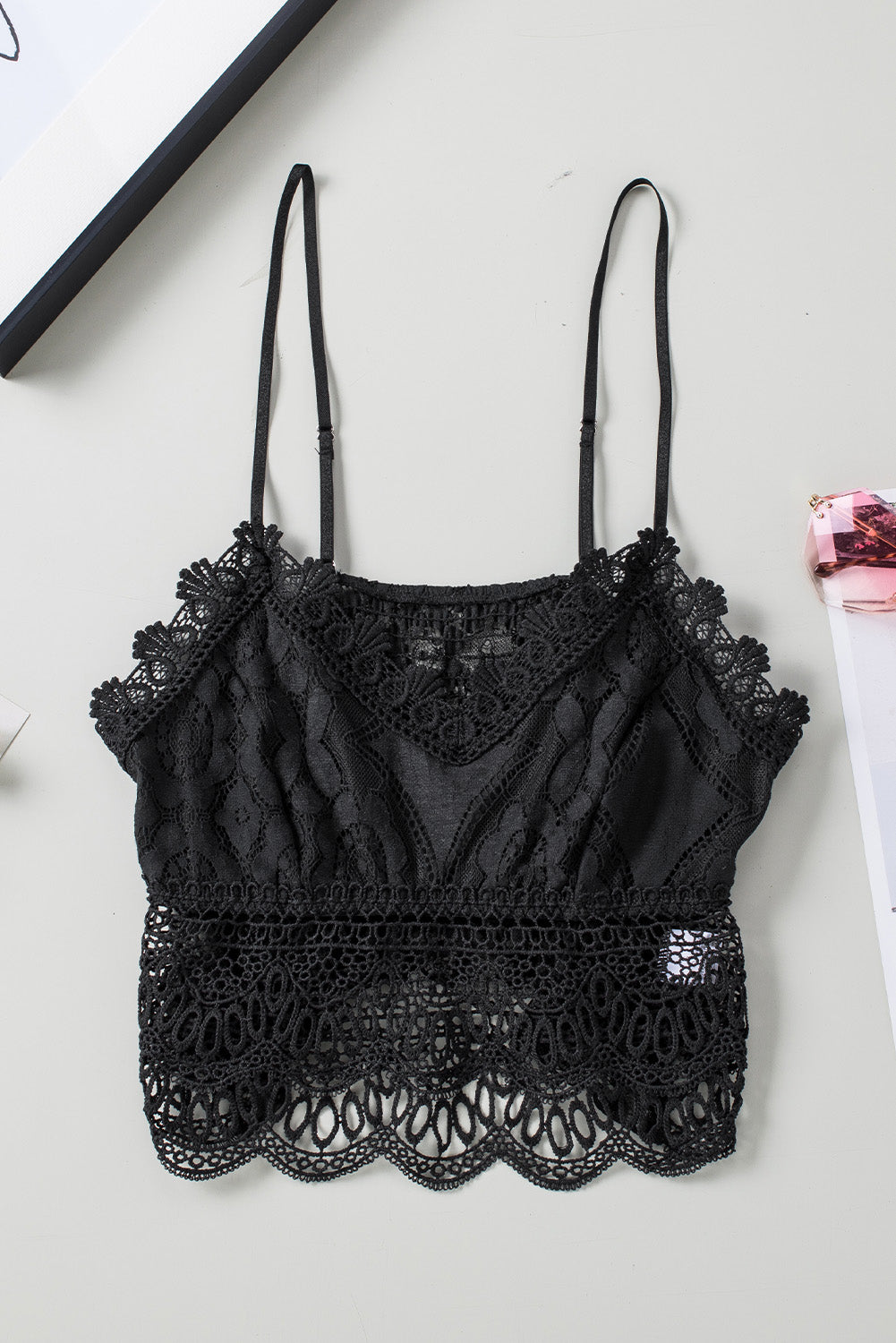Angelfish V-Neck Lace Cropped Cami