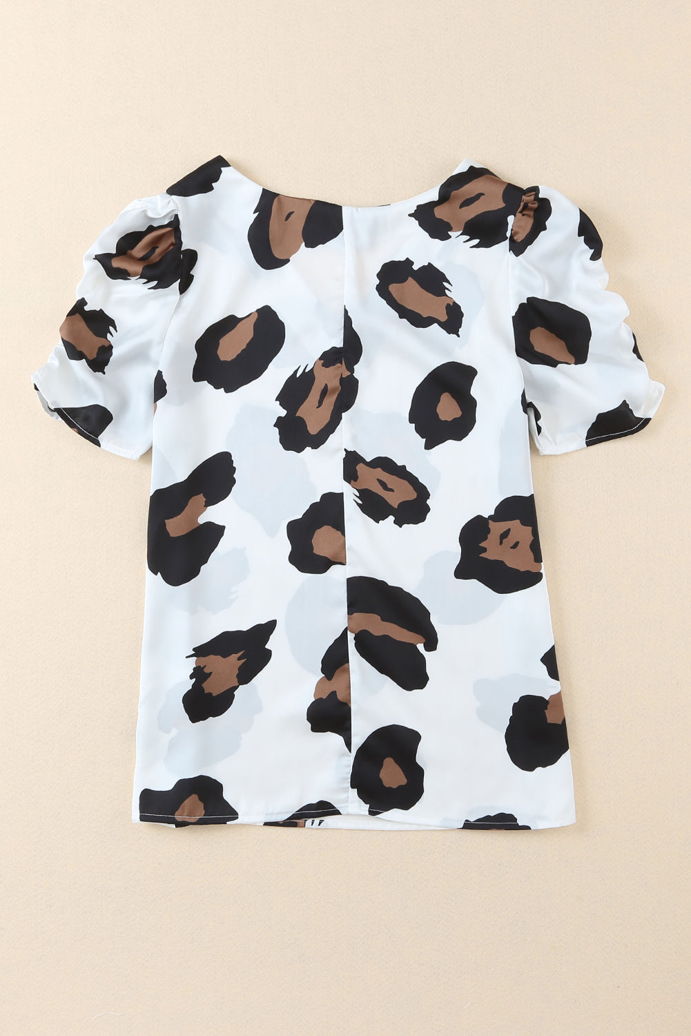 Leopard V-Neck Puff Sleeve Top