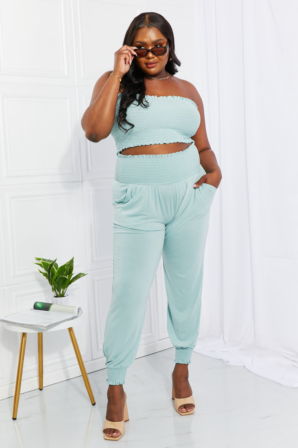 Comfort Smocked Tube Top & Joggers Set