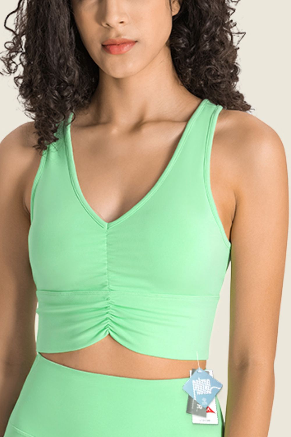 Gathered Detail Halter Neck Sports Bra