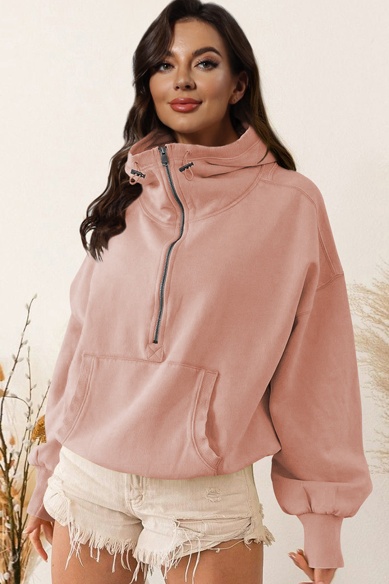 Keep It Real Zip-Up Drop Shoulder Hoodie