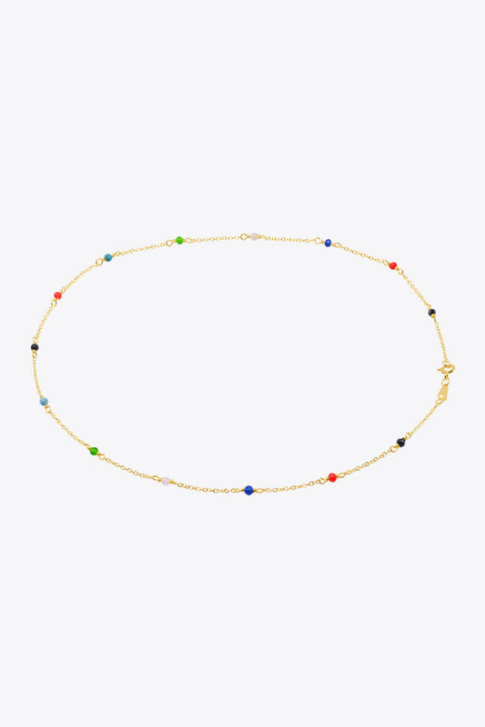 Multicolored Bead Necklace 18K Gold-Plated