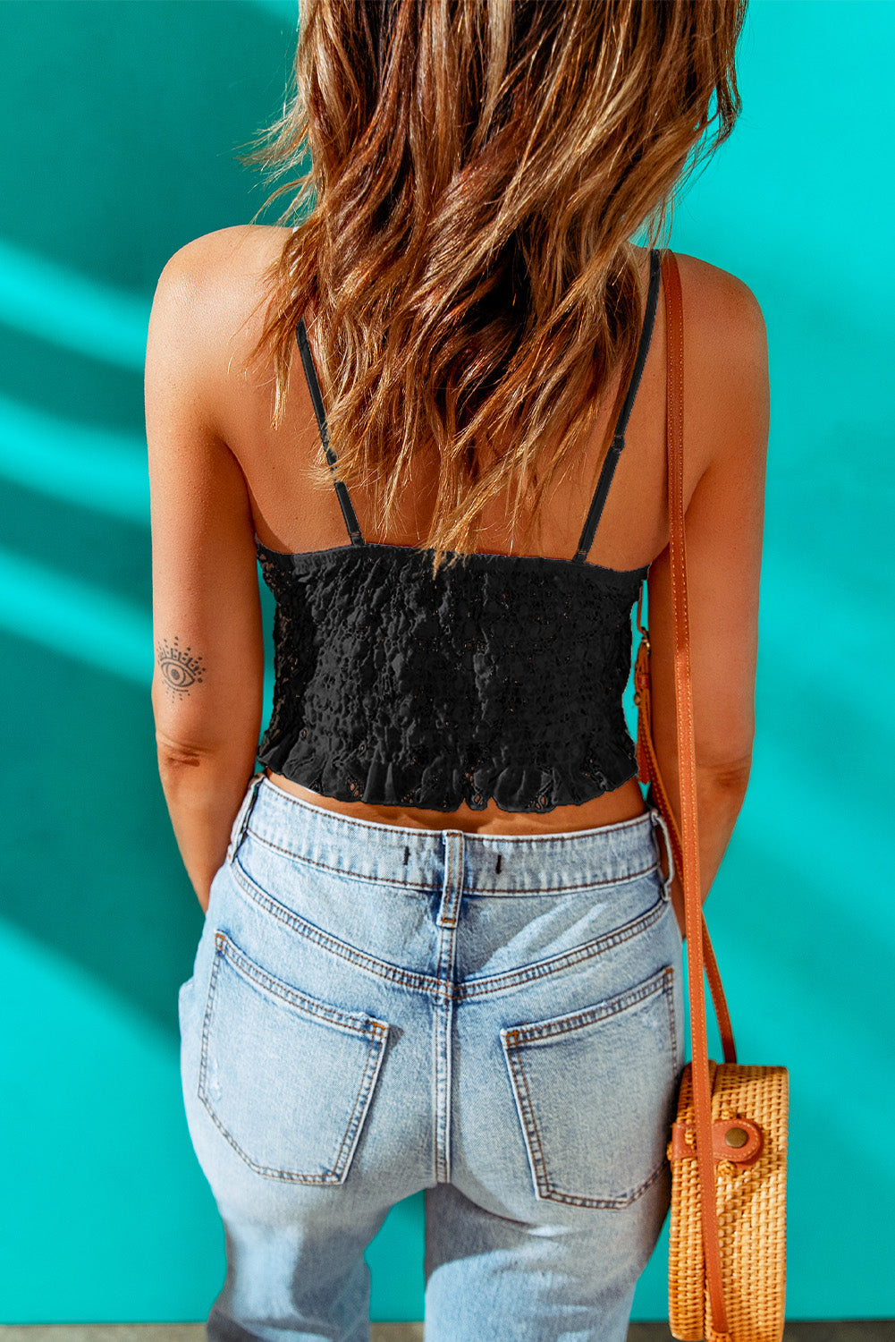 Angelfish V-Neck Lace Cropped Cami