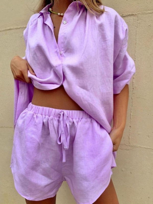 Keep it Classy Button Front Shirt Matching Short Set