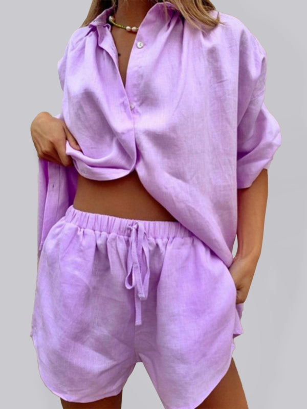 Keep it Classy Button Front Shirt Matching Short Set